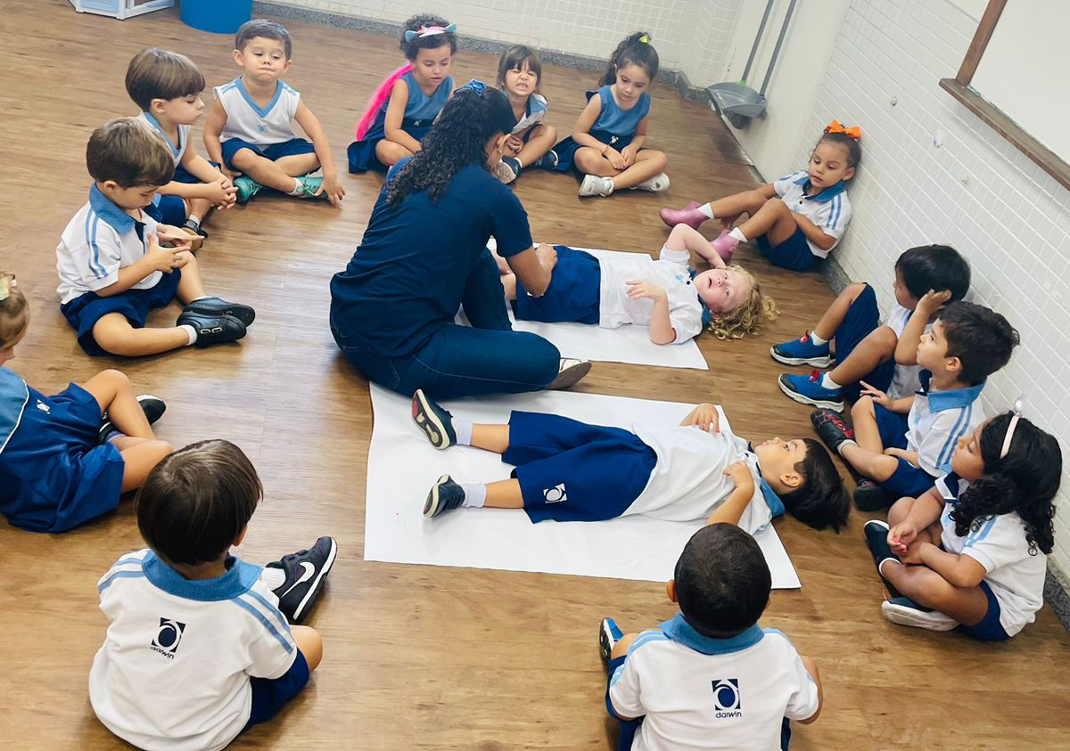 Infantil III começa a desenvolver consciência corporal com a atividade “Meu Corpo”